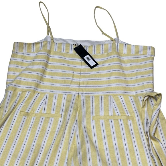 Banana Republic Jumpsuit Yellow Striped Linen Blend Wide Leg Cropped Size 14 - Picture 3 of 13
